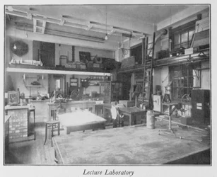 Přednášková laboratoř Royal Institution v prvním patře, 30. léta 20. století